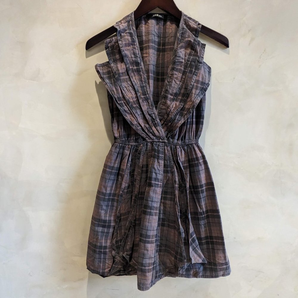 Ark & Co Grunge Muted Plaid Mini Dress with Pockets(!), Size Small